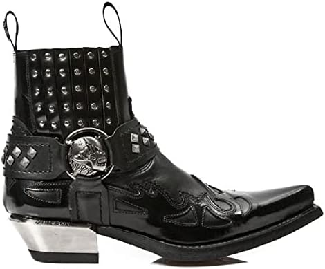 Amazon.com | New Rock 7934-S2 Mens Embossed Black Leather Buckle
