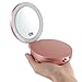 Magicfly Travel Mirror Lighted Magnifying, 10X/ 5X/ 1X Handheld Lighted Mirror, USB Rechargeable Travel Makeup Mirror, Daylight LED Compact Led Mirror Folding Mirror for Traveling, Rose Gold