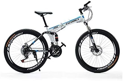 26インチファッション高炭素鋼折りたたみマウンテンバイクロードバイクアーバントラックバイクシフト男性と女性のダブルショックアブソーバー大人のデュアルディスクダブルショックアブソーバービーチ自転車21スピード ホワイト Creare Cld Jp