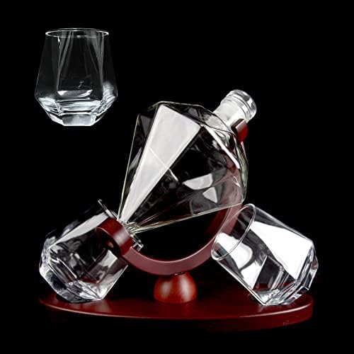 Whiskey Decanter Glasses Set,850ML Liquor Carafe,2 Whisky Glass set