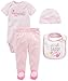 Simple Joys by Carter's Baby Girls' 4-Piece Bodysuit, Pant, Bib and Cap Set, Pink Daddy Loves Me, 3-6 Months