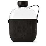 Hip 22-oz Flat Water Bottle Flask with Textured Silicone Sleeve and Carrying Handle - Tritan BPA-Free Plastic (Midnight)