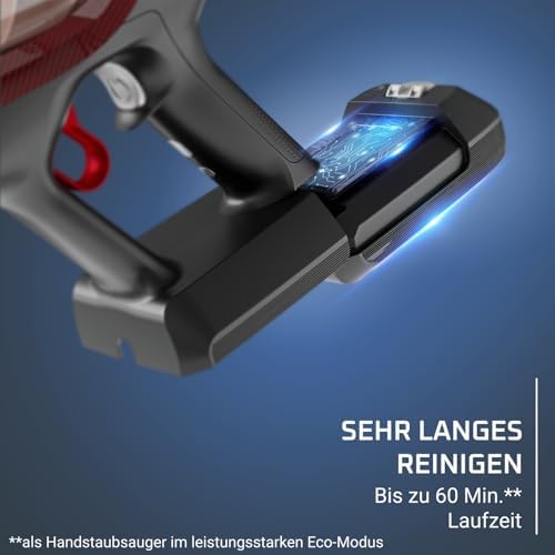 X-Pert 6.80 kabelloser Akku-Stabstaubsauger, leistungsstarke 100 AW, Lange Laufzeit bis zu 60 min, LED-Düse, als Handstaubsauger nur 1,4 kg, inkl. Tierhaar-Zubehör, Weinrot, RH6483E0