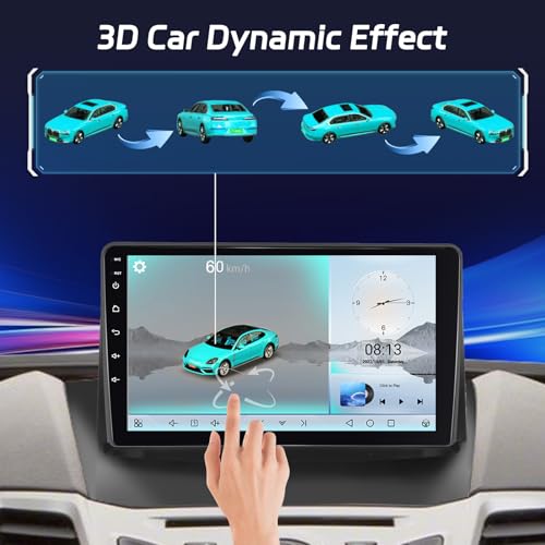 NHOPEEW 8 Core 4+64G 9 Inch Android Radio for Ford Fiesta 2009-2017 – Wireless CarPlay & Android Car GPS 3D Model Car Presentation SWC FM RDS DSP Split Screen + Rear Camera
