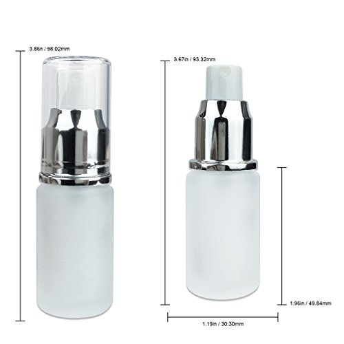 ( 4 Piece ) 1/2oz or 15ml Silver Frosted Glass Spray Bottle with Fine Mist Sprayer and Cap for Travel Perfume, Cologne, Essential Oils and Other Liquids