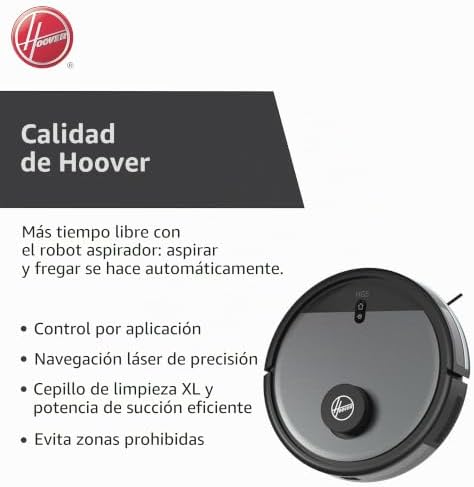 Robot Aspirador y Friegasuelos, Navegación Láser, Wi-Fi, Base de Carga con Retorno Automático, Sensor de Obstáculos, Mapa Personalizable del hogar, Programable [HG5]