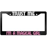 GSF Frames Trust Me I'm A Magical Girl Pink Glossy Black Plastic License Plate Frame Anime Theme