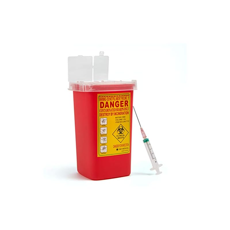 D & H Medical Sharps Disposal Container 5Pack Biohazard Needle