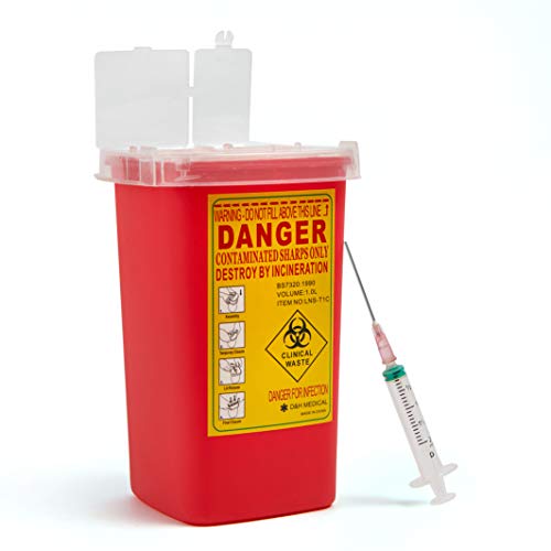 D & H Medical Sharps Disposal Container 5Pack Biohazard Needle