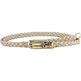 COTIM COYIN Women's Skinny Braided Leather Belts Thin Woven Waist Belts for Jeans Pants Dresses
