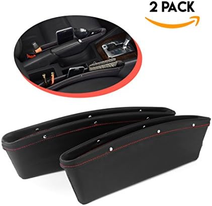 Vehicle Storage Box | Premium PU Leather Seat Catcher | Gap Filler Car Organizer| Compartment for Snacks, Electronics &Travel Essentials | Seat Side Pocket by Boxiki Travel