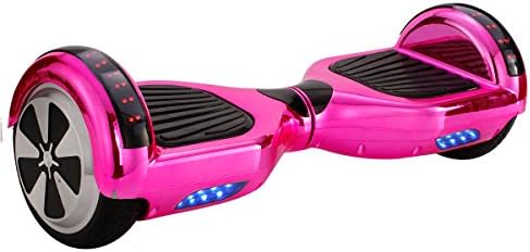 Hoverboard UL 2272 Certified 6.5" Bluetooth Speaker with LED Light Self Balancing Wheel Electric Scooter, Chrome Pink