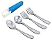 TeamFar Toddler Kids Preschoolers Utensil Flatware Silverware Set, Pure Stainless Steel, Non Toxic & Healthy, Brushed Surface, Carved Animal Handle, Set of 4, Dishwasher Safe