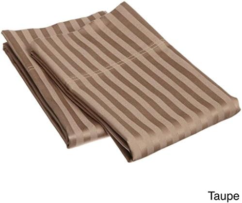 Hotel Quality 2-Pc-Pillow-Cover 800 Thread Count Dust Mite Resistant Solid Pattern 100% Egyptian Cotton (Standard 20" x 26" (50 x 66 cm), Taupe Stripe)