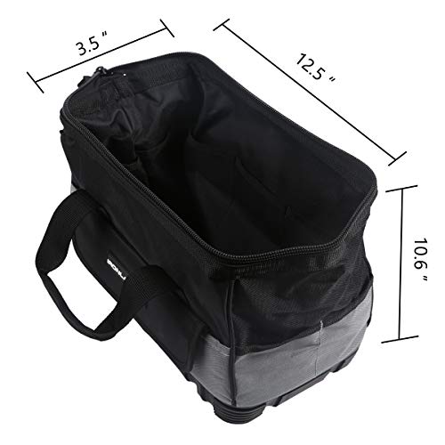 Tool Bag Wide Mouth with Multi-Compartment Pockets,Organizer Bag for Electricians, Carpenters. (12 inch)