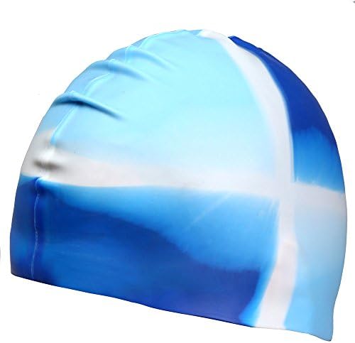 UKEE Silicone Swimming Cap 3D Silicone Design, Odorless, Non-Toxic, Silicone Elastic and Durable Swimming Cap For Adults and Men and Adults - Keep Hair Clean and Dry (Sky blue color)