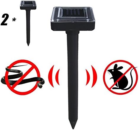 2 pcs solar mole repeller, ultrasonic electronic drive away, mole rat, mouse, snake insect deterrent repel equipment for outdoor garden, garden area of about 300 square meters of effective