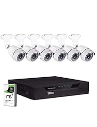 Tonton 8CH Full HD 1080P sistema de cámara de seguridad, vigilancia DVR con disco duro de 1 TB y (6) 2,0 MP 1920TVL impermeable exterior interior CCTV cámara de bala con notificación facial y visión nocturna clara