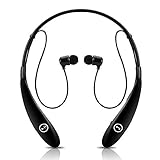 New Sport Neckband Hands-free Headsets Headphones , Wireless Stereo Bluetooth Earphones Earbuds with APTX , Noise Reduction , Echo Cancellation , Voice Guidance , Sweat-proof for iPhone 6 6 plus 5 5s 4 4s , Samsung Galaxy S5 S4 Note 3 4 and Other Smart Phones (Black)