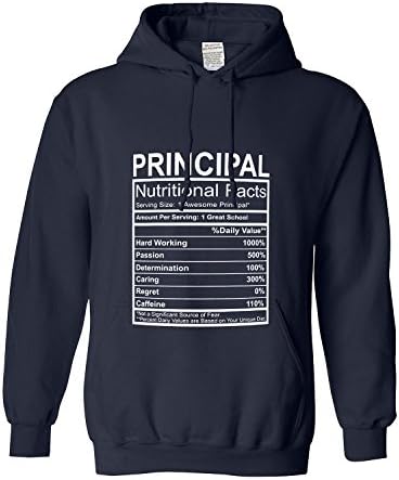 Haoxibei Principal Gifts Principal Nutrional Facts Label Principal Appreciation Gift Men Hodie(Medium,Navy Blue)