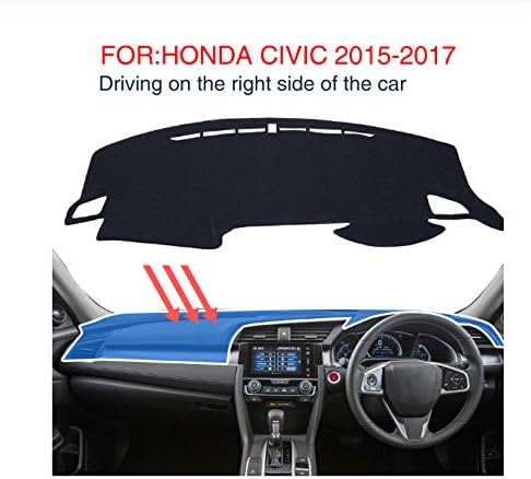 linfei Dash Mat Dashmat Black For Honda Civic 2015-2018 Carpet Cover Insulation Mat Sunscreen Insulation