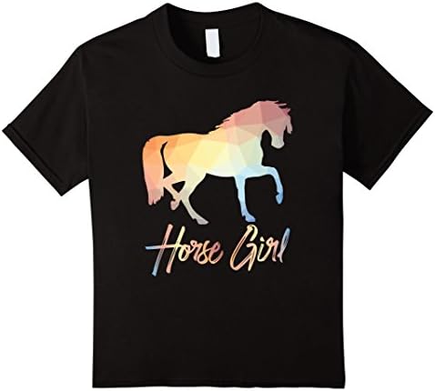 Kids Horse Girl tshirt ~ Horseback Riding Lovers Shirts Colorful 8 Black