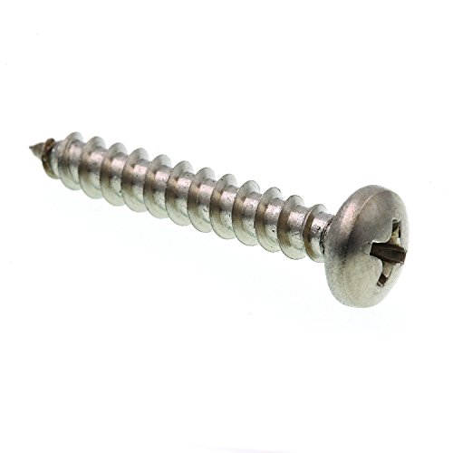 Prime-Line 9020441 Sheet Metal Screw, Pan Head Phillips, #10 X 1-1/4 in, Grade 18-8 Stainless Steel, Pack of 25