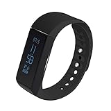 Dragon hub I5 Plus IP65 Waterproof Smart Bracelet fitness tracker sport wrist Bluetooth 4.0 Pedometer Sleep Monitor 0.91'OLED TPU Wristband compatible with Android and IOS Smartphones (black)