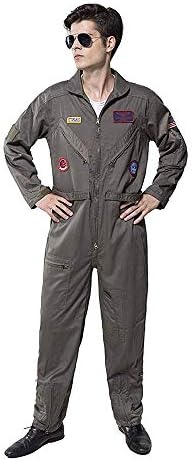 Top Gun Costume Adult Men's Flight Suit Men's Coverall Movie Cosplay Suit