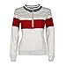 GBSELL Women Sexy Long Sleeve Spell Color Stripes Zipper Tops Shirt Blouse Coat (Beige, S)
