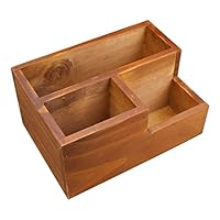 Coideal Wooden Desktop Storage Organizer/Remote Control Caddy Holder Wood Box Container for Desk, Office Supplies, Home, End Table (20 x 14 x 9.6 cm)