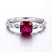 Merthus 7x7mm Square Shape Simulated Ruby 925 Sterling Silver Twist Rope Band Ring for Women Size 8