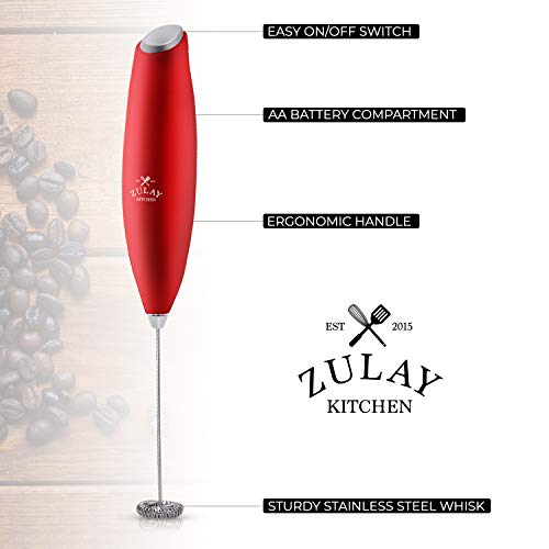 Zulay Powerful Milk Frother for Coffee with Upgraded Titanium Motor Handheld Frother Electric