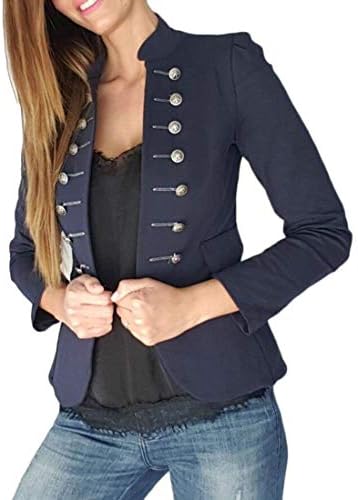XiaoTianXinWomen XTX Womens Steampunk Stand Collar Double Breasted Slim Blazer Jacket Coat