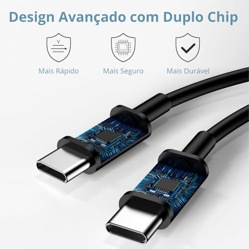 Carregador Turbo 45W + Cabo USB-C de 1m - Carregamento Rápido e Eficiente para iOS, Android, Tablets - Tecnologia GaN, Segurança Garantida