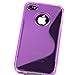 niceEshop(TM) TPU Rubber Skin Case Compatible with Apple iPhone 4, Clear Dark Purple S Shape
