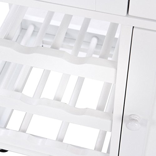 New Modern Rolling Kitchen Cart Trolley Island Storage Cabinet W/ Drawer Wine Rack Allblessings - Thumbnail 7