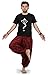 Boho Hippie Mens Womens Cotton Handmade Harem Pants with Side Pockets - Spiral Design (Light Red)