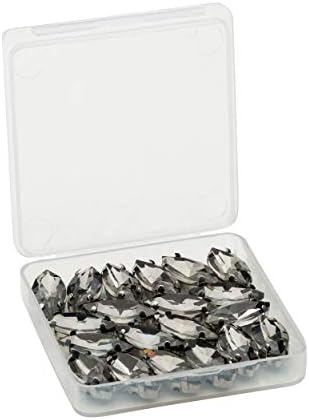 20 Pieces Rhinestone Black Diamond Color Navette Sew on 7x15mm Horse Eye Shape Loose Stone Crystal Gems for Clothes Crafts Shoes YOKO Jewels