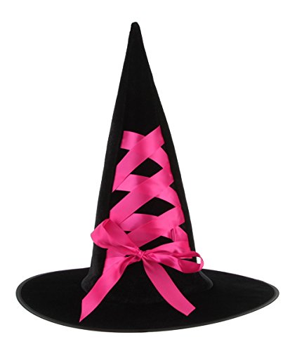 Gemvie Halloween Costume Lace Up Ribbon Witch Hat Masquerade Cap