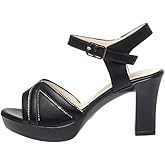 FmShi Women's summer chunky heel sandals with exposed toes, comfortable and versatile.