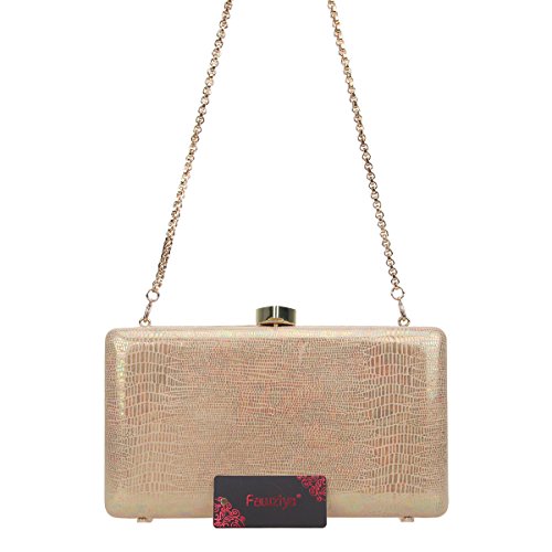 Fawziya Evening Bags And Clutches For Women Heart Lock Purses And Handbag-Gold