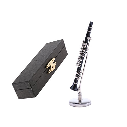 MonkeyJack Miniature ABS Plastic Black Clarinet Musical Instrument with Box for 1/12 Dollhouse Music Room Decoration