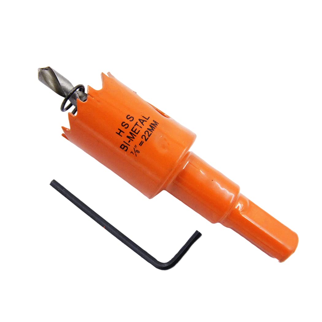 Hole Saw 22mm LAIWEI Hole Cutter, with 1 Drill and 1 Hex Key for Drilling Wood, PVC, etc., Drilling Tools 7/8 inch