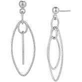 Vanbelle Sterling Silver Jewelry - Rhodium Plated with 925 Stamp - Diamond Cut Textured & Interlinked Multi Oval Earring - Elegant Handcrafted Earring for Women