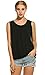 Halife Women's Casual Pleated Front Chiffon Sleeveless Blouse Tops (L, Black)