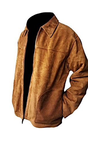Classyak Men's Fashion Stylish Suede Leather Jacket Brown Medium