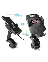 Qi certificado rápido cargador de coche inalámbrico soporte para teléfono móvil cuna w. Sensor de infrarrojos Abrazadera Nucharger Auto Compatible w. iPhone 8 8 Plus   X   XR   XS, Samsung Note 9 8, etc. (Kit de montaje en parabrisas y ventilación por air