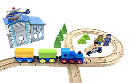 RB&G Holz Eisenbahn / Autobahn / kombinierbar / Farbecht (Police Station klein (55Teile)) – Bild 3