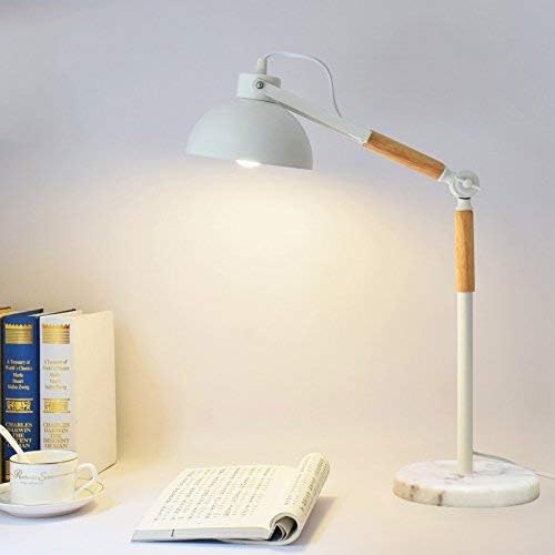 Diolumia Lampe De Bureau Articulee Bras En Bois Et Metal Socle En Marbre Blanche Abat Jour E27 Hauteur Reglable Lampe De Chevet Enfant Fille Garcon Amazon Fr Luminaires Et Eclairage